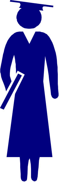 The image shows a black silhouette of an adult woman standing next to another figure that appears to be wearing graduation attire; both figures have long hair and seem to represent different genders based on clothing, with one in traditional women's wear and the other possibly male or neutral due to lack of distinct gender features.