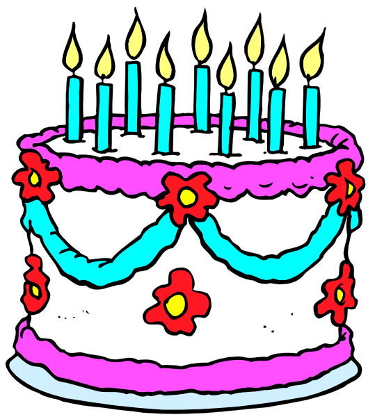 The image shows a birthday cake with candles on it placed against a black background.