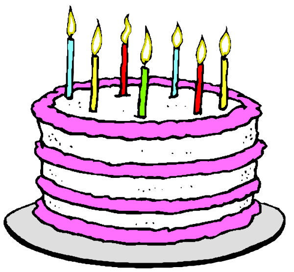 The image shows a birthday cake with candles on it placed next to another identical but smaller version of itself against a black background.