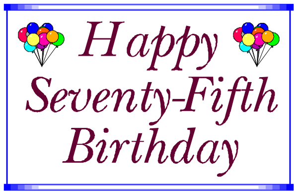 The image shows a birthday card with text that reads "Happy Seventh Birthday" above an illustration of balloons in various shapes and sizes.