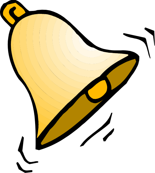 The image shows a bell with an attached clapper inside of it against a black background.