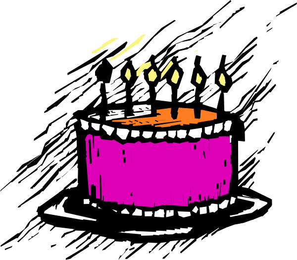 The image shows a birthday cake with candles on top of it against a black background.