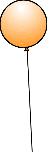 The image shows a black and white photo of two orange balloons with stripes on them against an indistinct background that appears to be outdoors during daylight hours.