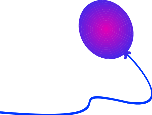 The image shows a simple black and white line drawing of two balloons with strings floating above what appears to be an abstract representation of water on which there is also another smaller object that could represent a fish swimming in it, all set against a dark background.
