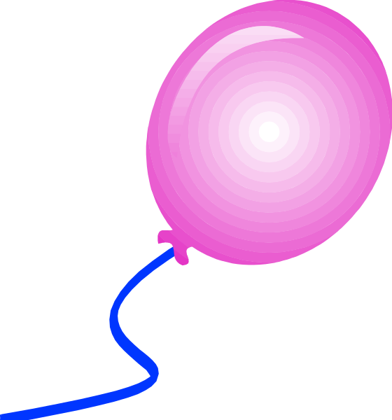 The image shows a pink balloon with an attached string floating above two parallel lines that represent strings on either side of it.