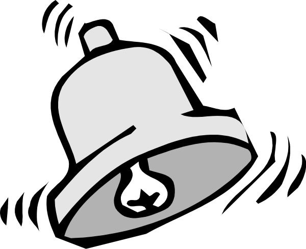 The black and white illustration shows a bell with an attached clapper inside of it.