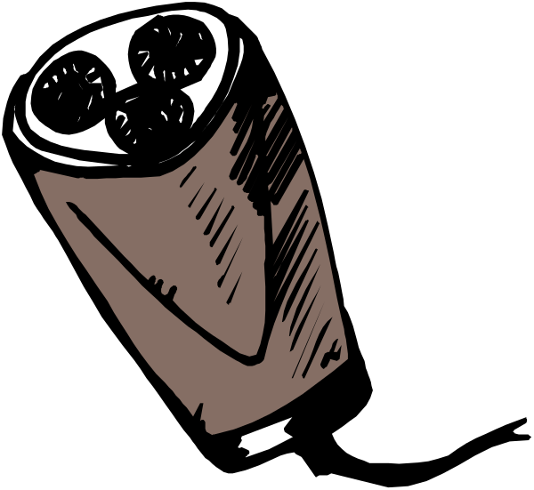 The black and white illustration shows a roll of paper towels with two rolls on top next to an open bag filled with what appears to be cookies in one corner.