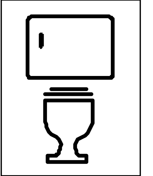 The image shows a white toilet with an open lid next to it on top of what appears to be a trash can.