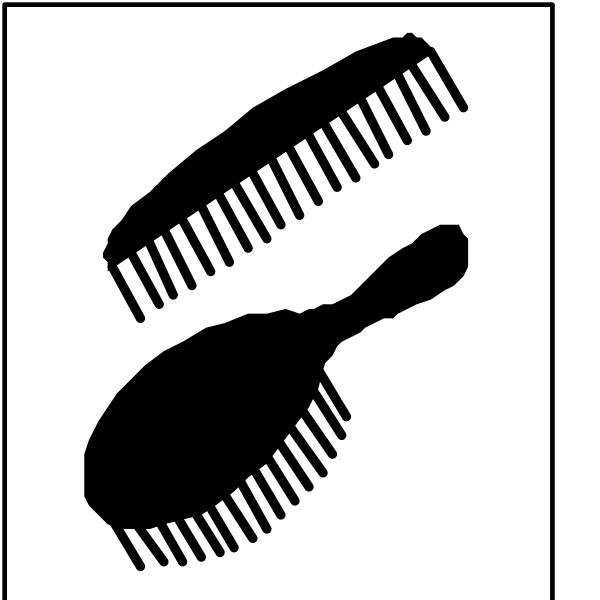 The image shows a black brush with bristles on top of it next to an oval comb that is partially visible at its ends.