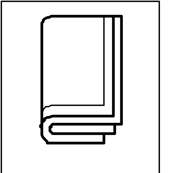 The image shows a white book icon with an open spine on top of it next to another closed book icon below.