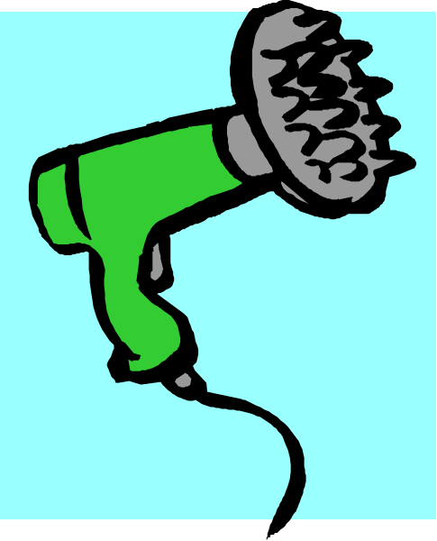 The image shows a green hair dryer with an attached brush attachment on its nozzle end.