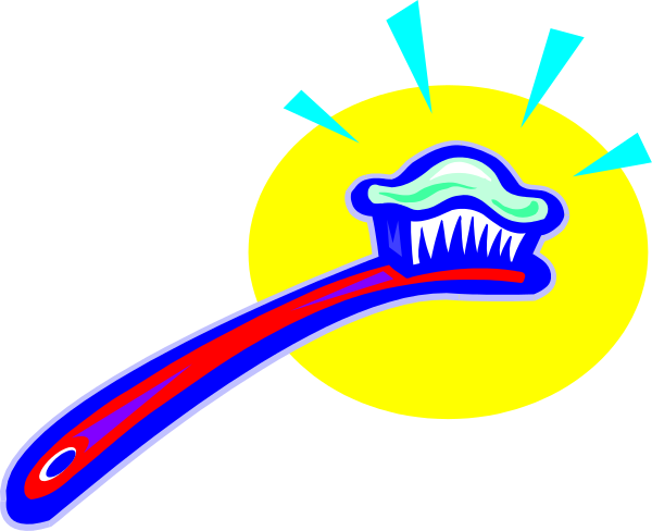 The image shows a cartoon toothbrush with an exaggeratedly large head of hair flying out from it against a yellow background; there is also a small blue icon resembling a pie chart in front of the brush, and to its right, two red arrows pointing towards each other are intersected by what appears to be a black line.