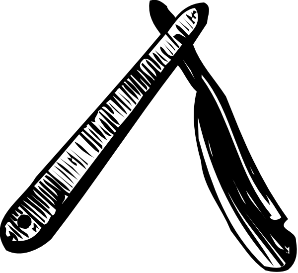 The black and white illustration shows a pair of scissors with their blades crossed over each other against an unseen background.