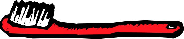 The image shows a red toothbrush with white bristles on it against a gray background.