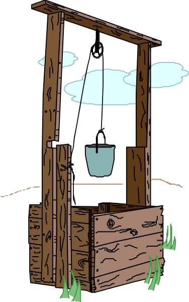 The cartoon depicts a wooden guillotine with an open door on top of it placed outdoors during daylight hours under clear skies.