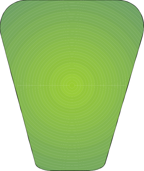 The image shows a green circle with concentric lines radiating from its center against an otherwise white background.