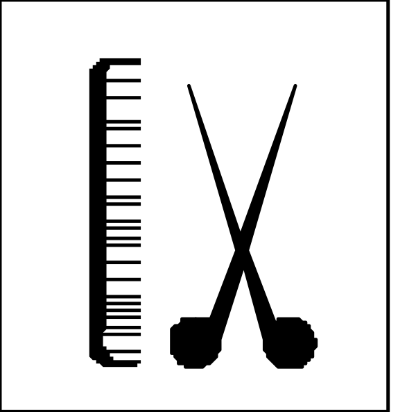 The image shows a black and white icon with musical instruments: two treble clefs (musical notes), an open book symbolizing music scores, scissors representing sheet music editing tools, and golf clubs indicating sports equipment related to golfing.