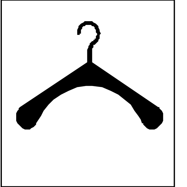 The image shows a black coat hanger with two hooks on either side of it against a white background.