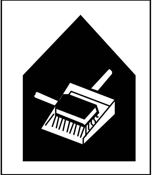 The images show a house cleaning tool icon on top of an actual broom with bristles pointing upwards to represent vacuuming services offered by "Geddes Cleaning."