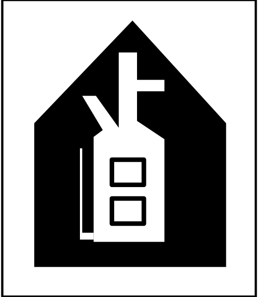 The images show a white house icon on top of an oil can with two nozzles pointing upwards to form a roof shape below it.