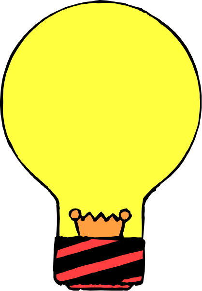 The image shows a cartoon of an illuminated yellow light bulb with a red ribbon tied around it at its base; above this is another smaller illustration depicting what appears to be a crown, suggesting that the lightbulb has been crowned or awarded something significant.