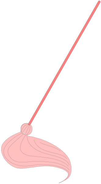 The image shows a black background with two pink lines on either side of what appears to be an object resembling hair in between them at the bottom center.