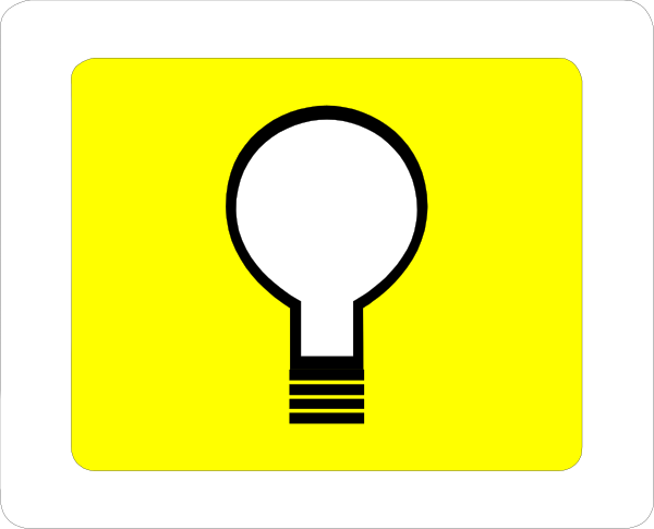 The image shows a yellow light bulb icon with an exclamation mark inside it on top of what appears to be a sign that says "no smoking" in black text against a white background.