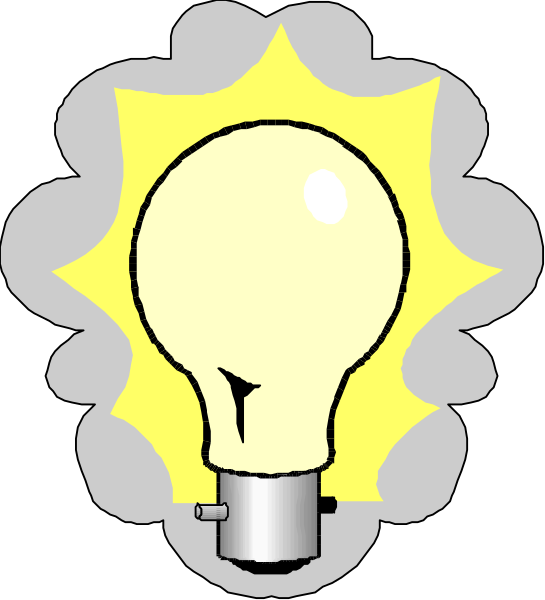 The image shows a cartoon light bulb with an exclamation mark behind it on what appears to be a gray background.