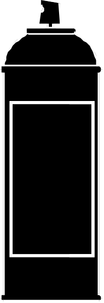 The black and white silhouette of a bottle with an atomizer top against a gray background.