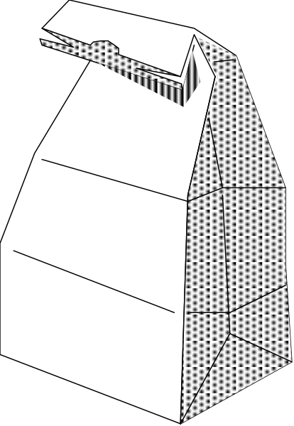 The black and white illustration shows a piece of furniture with an open top that resembles a dog house design.