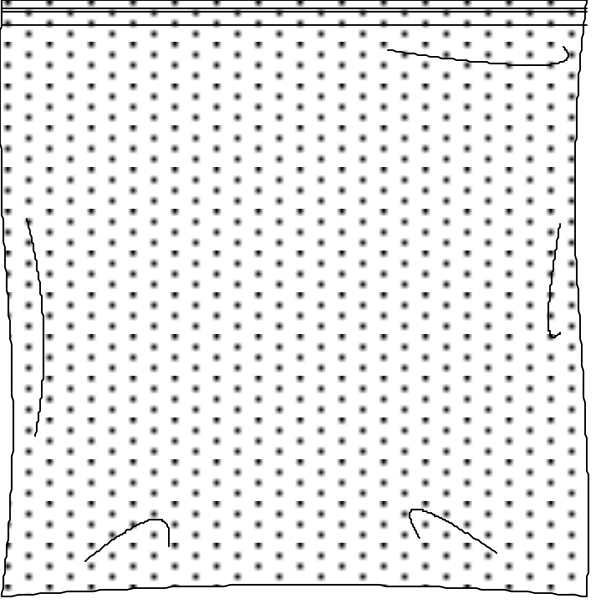 The image shows a black and white line drawing of an open book with blank pages inside it.