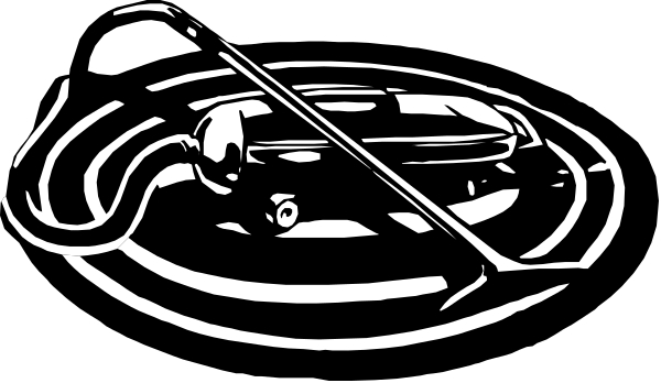 The black and white illustration shows a pair of scissors with their blades crossed over each other on top of what appears to be an open book lying flat in front of them.