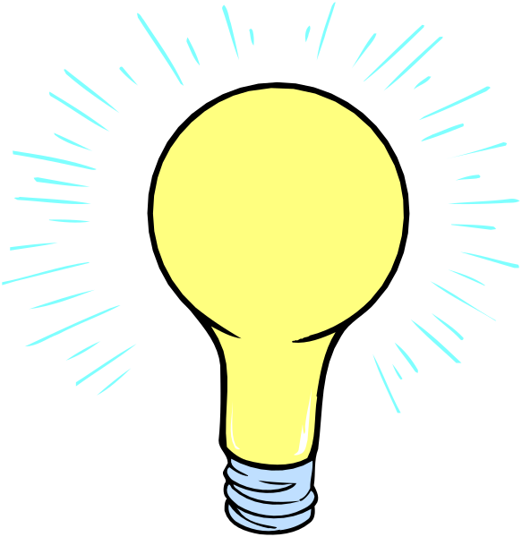 The image shows a cartoon of an illuminated light bulb with rays emanating from it against a dark background on top half, while bottom half is black without any content.
