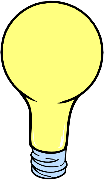 The image shows a yellow light bulb with an incandescent filament inside it against a black background on its side.