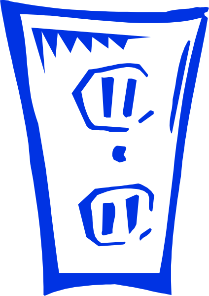 The image shows a blue cartoon of an ice cream cone with two scoops on top, placed against a white background.