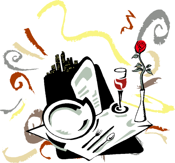The image shows a cartoon of an envelope with a rose inside it on top of some papers that have been scattered around in what appears to be disarray; there is also a small red heart floating above the scene, and various abstract shapes surround everything else.