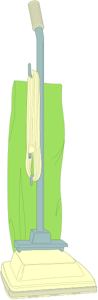 The image shows a split screen with two different scenes: on top, there is an illustration of a person vacuuming; below it, another scene depicts someone mopping floors in front of what appears to be a green machine that could possibly be some kind of cleaning equipment or appliance.