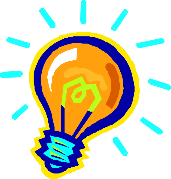 The image shows a cartoon light bulb with an idea symbol inside it against a blue background on top of which there is text that reads "Bright Idea."