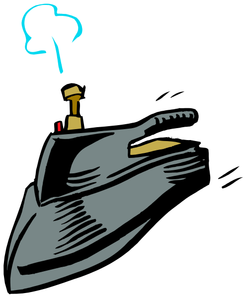 The black and white illustration shows a ship with smoke coming from its chimney on top of water under an overcast sky at nighttime.