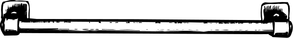 The black and white photo shows a long horizontal object with multiple vertical lines on it that could be interpreted as an abstract representation of something like a train track or fence post.