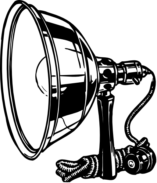 The black and white illustration shows a megaphone with an attached bell on top of it next to what appears to be a small bird perched beside it.