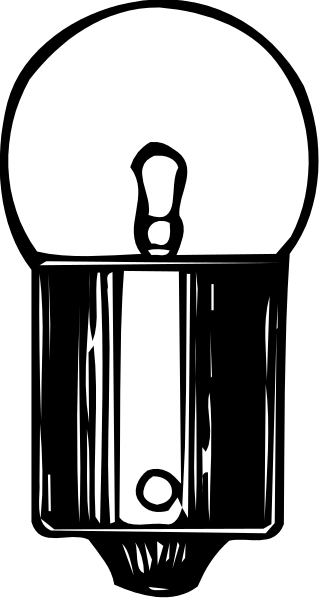 The black and white illustration shows a light bulb with an open switch on top of it against a dark background.