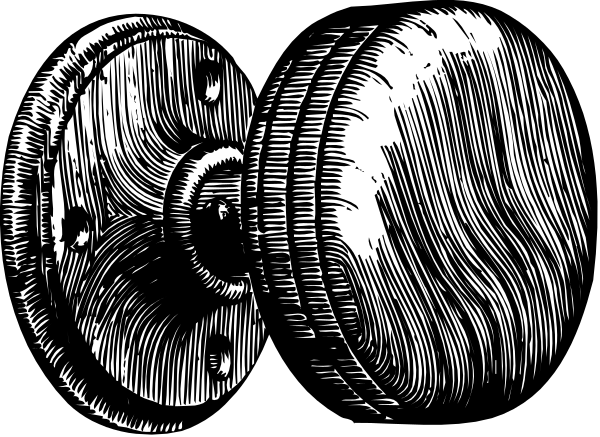 The black and white illustration shows a collection of gears with varying sizes arranged vertically against each other on what appears to be an abstract background that resembles metal sheets or plates.
