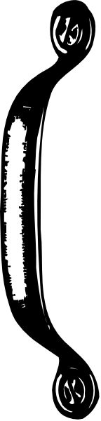 The image shows a black and white photo of an object with two distinct parts: on top is what appears to be a circular shape resembling a wheel or disc; below it lies another part that looks like a rectangular box, possibly indicating some sort of container or compartment within the larger structure.