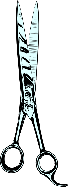 The image shows a pair of scissors with their blades open against a black background on top half; bottom half is grayish-brown without any discernible objects or details.