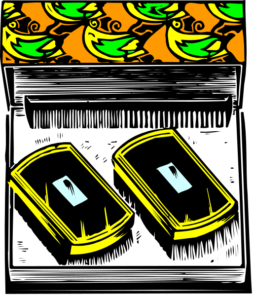 The illustration shows a pair of gold bars placed on top of each other inside an open briefcase with various designs around it; there is no text present in this image.