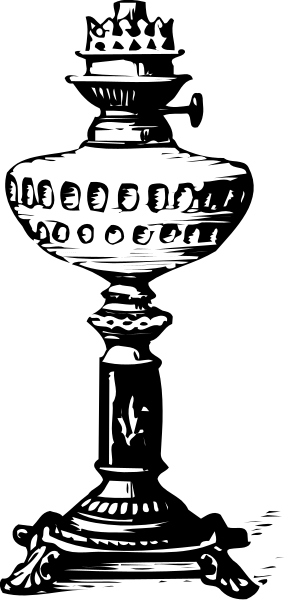 The black and white photo shows a tall lamp with multiple arms holding candles on each side of it against an indistinct background that appears to be darkened for contrasting purposes.