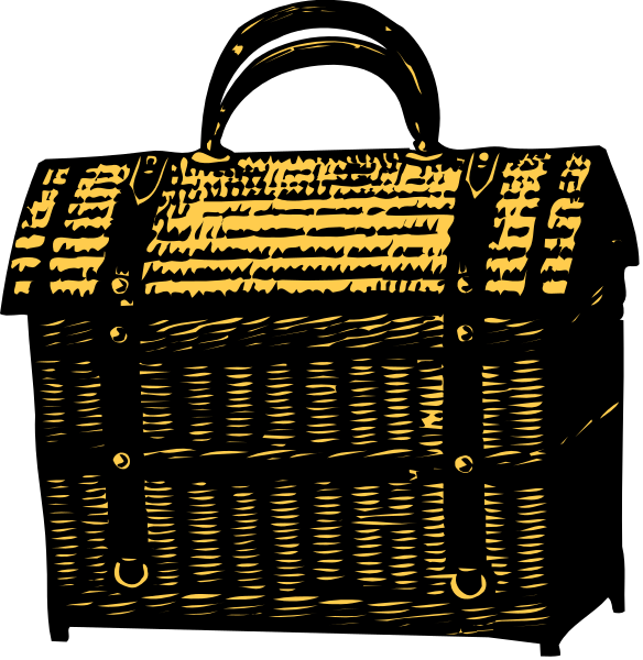The images show two different views of a woven basket with handles on top against contrasting backgrounds: black for the left image and yellowish-brown for the right one.