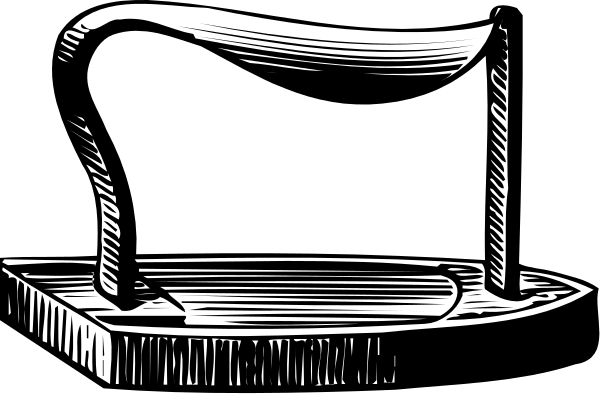 The black and white illustration shows a bench with two legs on either side of it against a dark background.
