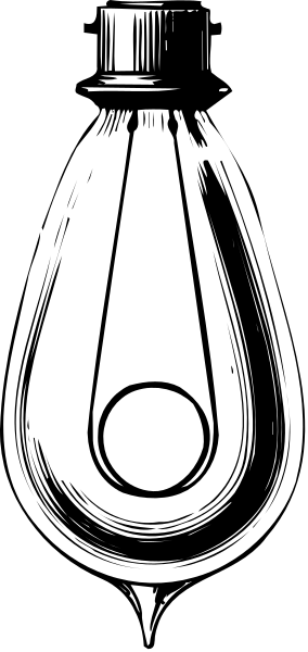 The black and white photo shows a bottle of ink with an attached pen nib on its side against a dark background.